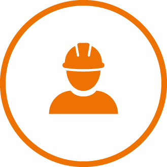 Orange icon showing one construction worker